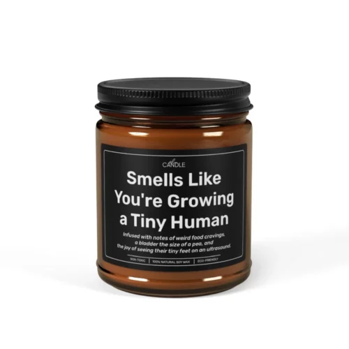 Funny Making a Human Pregnancy Gift Candle in 9oz amber jar - Front view | EL Candle
