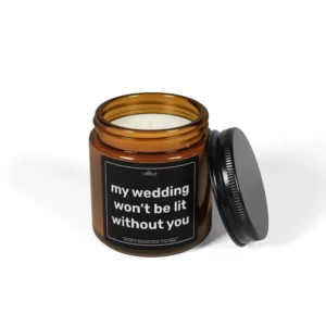 Wedding Lit Bridesmaid Proposal Gift Soy Candle - Amber Jar 4oz | EL Candle