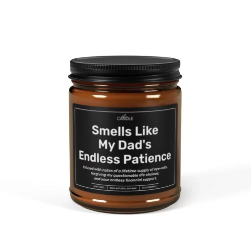 Dad Appreciation Gift Soy Candle in 9oz amber jar - Front view | EL Candle