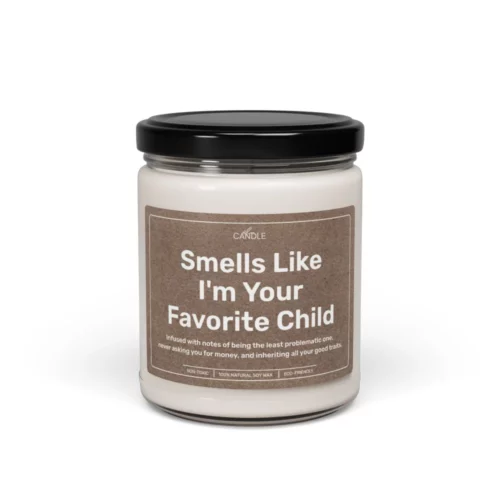 Funny Sorry About Siblings Mom Candle in 9oz transparent jar - Front view | EL Candle