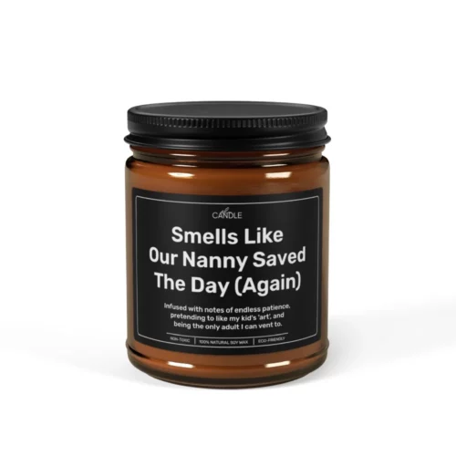 Best Nanny Thank You Gift Soy Candle in 9oz amber jar - Front view | EL Candle