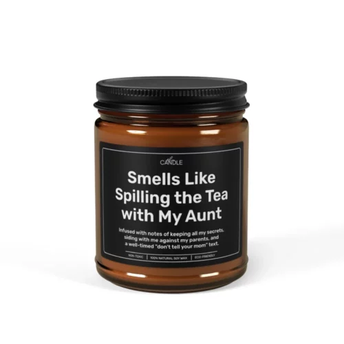 Cool Auntie Gift Soy Candle in 9oz amber jar - Front view | EL Candle