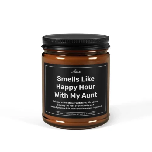 Funny Coolest Aunt Gift Soy Candle in 9oz amber jar - Front view | EL Candle