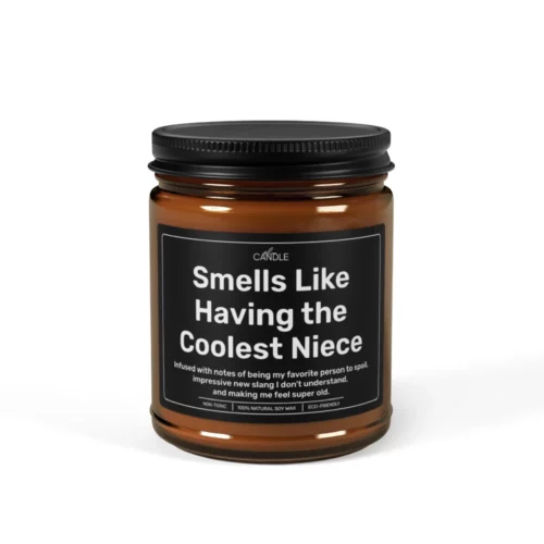 Funny Coolest Niece Gift Candle in 9oz amber jar - Front view | EL Candle