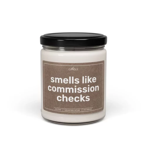 Funny Commission Checks Sales Soy Candle - Transparent Jar 9oz | EL Candle