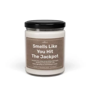 Funny Wife Is Gift Enough Husband Candle in 9oz transparent jar - Front view | EL Candle
