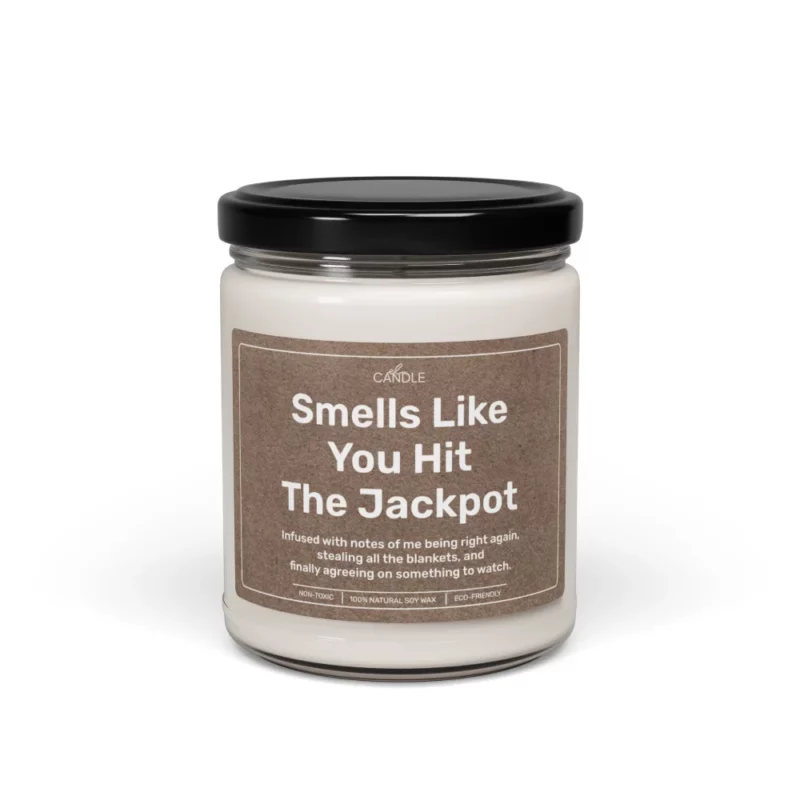Funny Wife Is Gift Enough Husband Candle in 9oz transparent jar - Front view | EL Candle