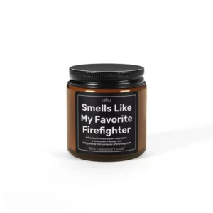 Funny Cute Firefighter Gift Candle in 4oz amber jar | EL Candle