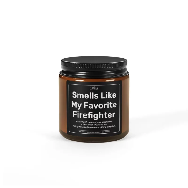 Funny Cute Firefighter Gift Candle in 4oz amber jar | EL Candle