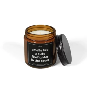 Funny Cute Firefighter Gift Soy Candle - Amber Jar 4oz | EL Candle