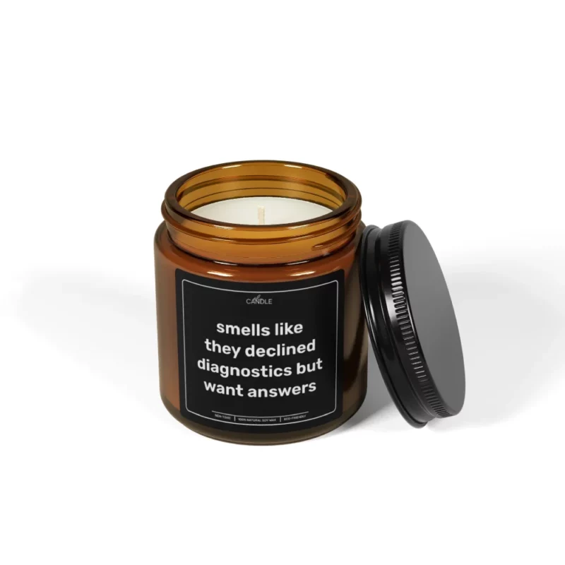 Funny Declined Diagnostics Vet Tech Soy Candle - Amber Jar 4oz | EL Candle