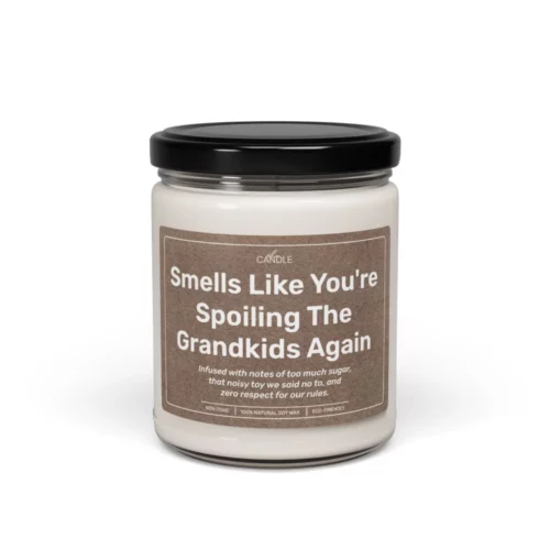 Funny Spoiling Grandkids Grandma Candle in 9oz transparent jar - Front view | EL Candle