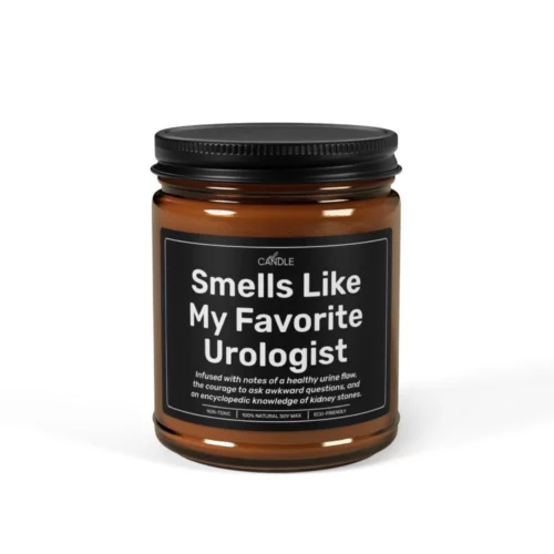 Favorite Urologist Gift Candle in 9oz amber jar - Front view | EL Candle
