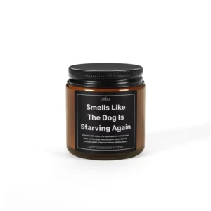 Funny Begging Dog Gift Candle in 4oz amber jar | EL Candle