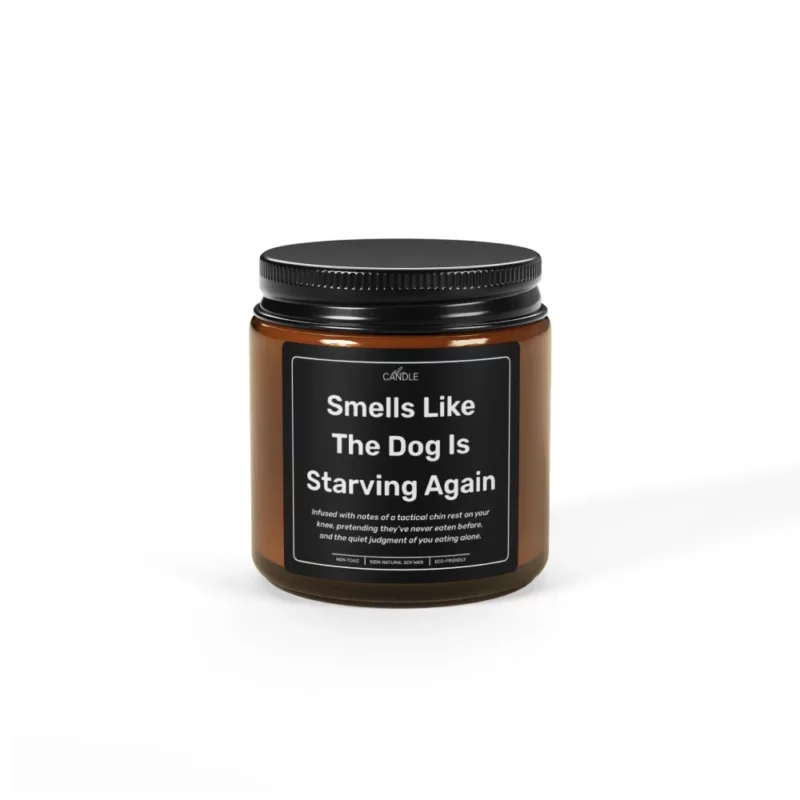 Funny Begging Dog Gift Candle in 4oz amber jar | EL Candle